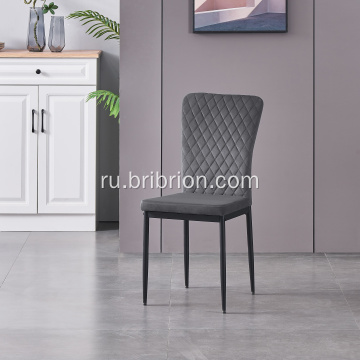 Серые бархатные обеденные стулья без рук для обеденного стола